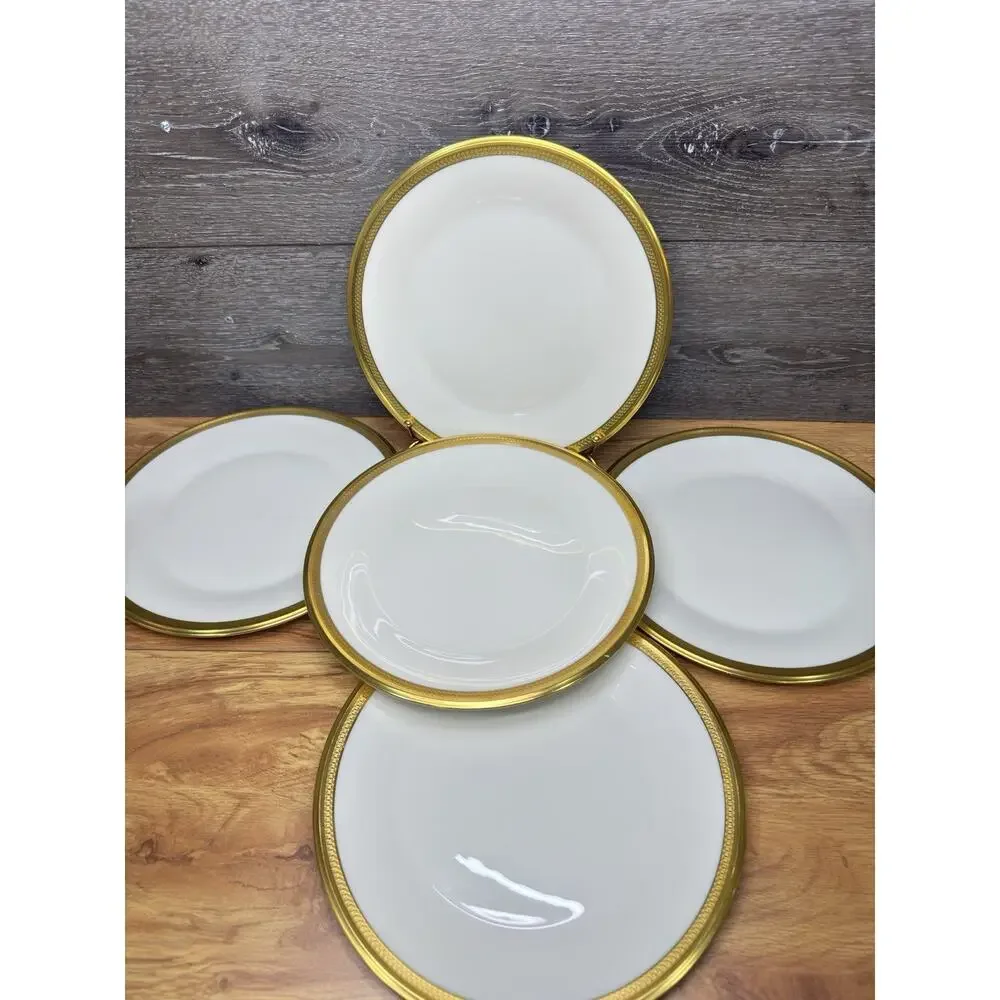 Lenox Aristocrat Gold Encrusted 10-5/8” Dinner Plates Set Of 5